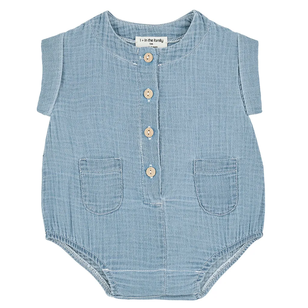 1  In The Family Baby Carlo Romper Denim Blue