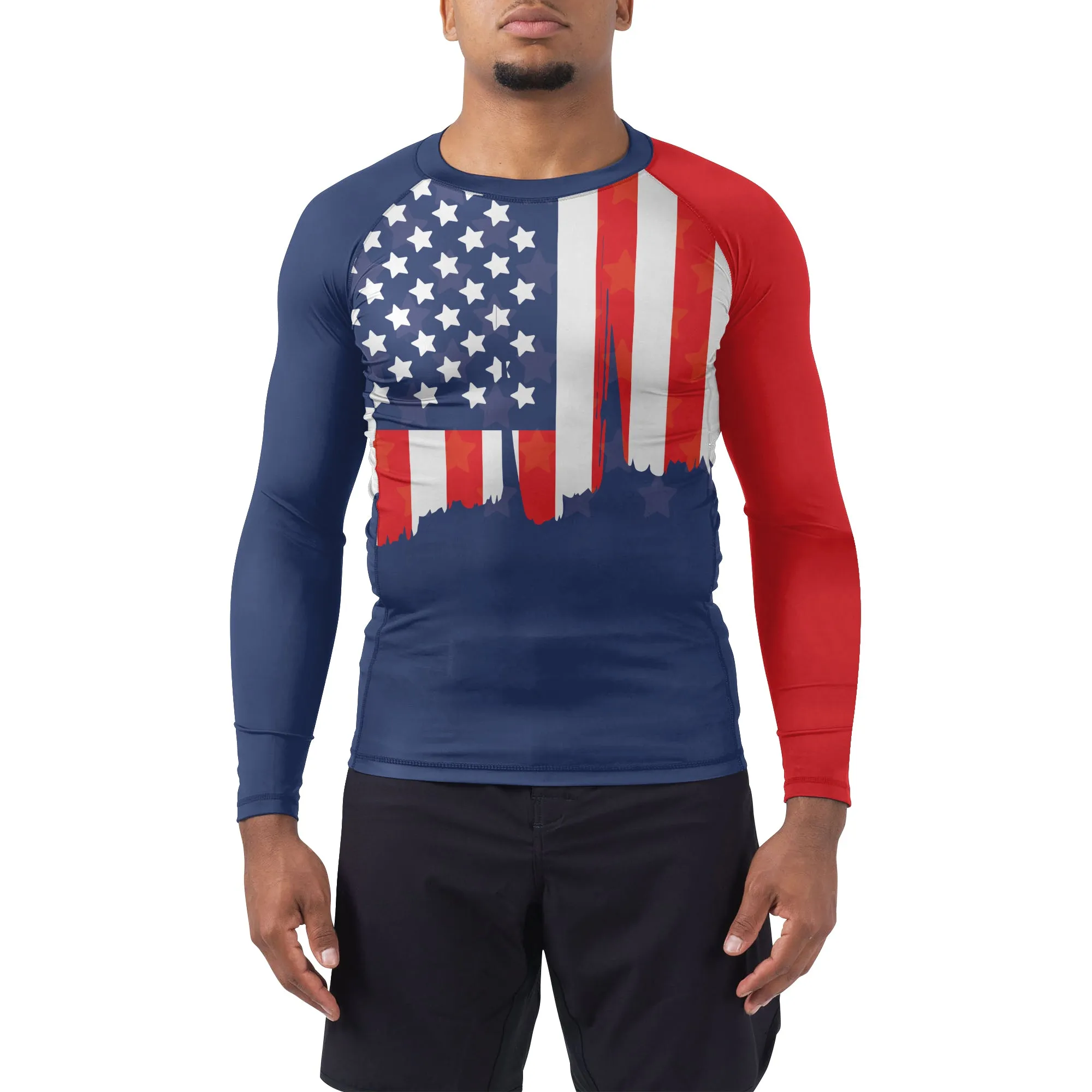 American Flag Men's Long Sleeve Rash Guard
