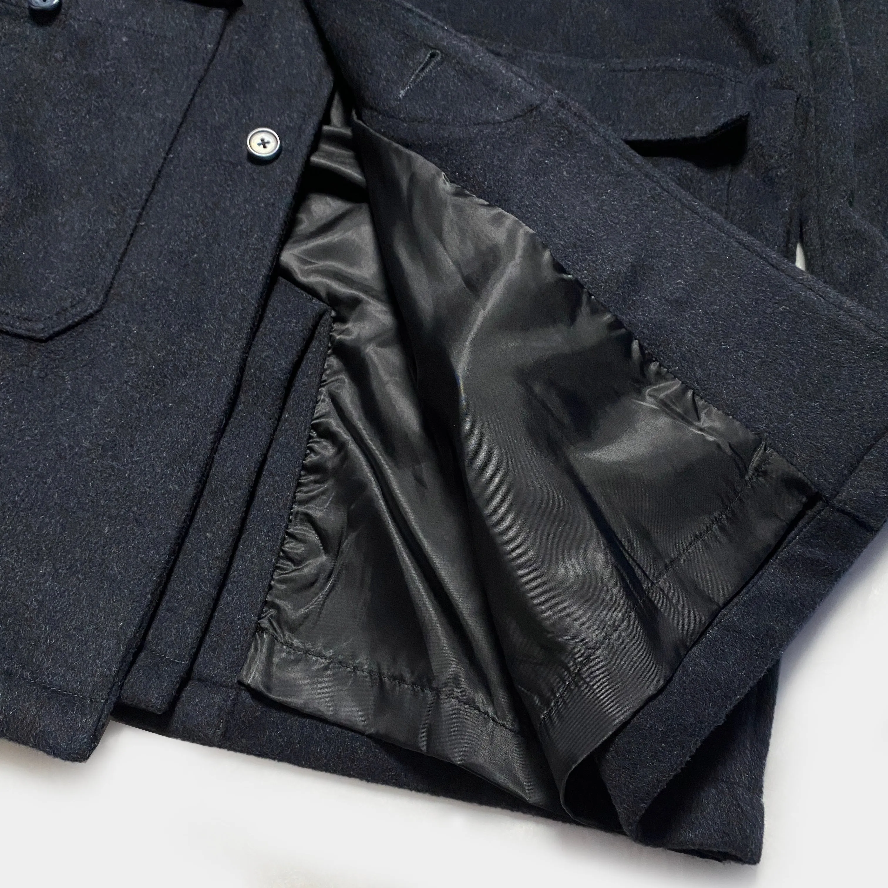 BZEN M.3057 DELON-DUF REGULAR FIT 5 POCKET 36" BACK LENGTH WOOL BLEND DUFFLE COAT-DARK GREY