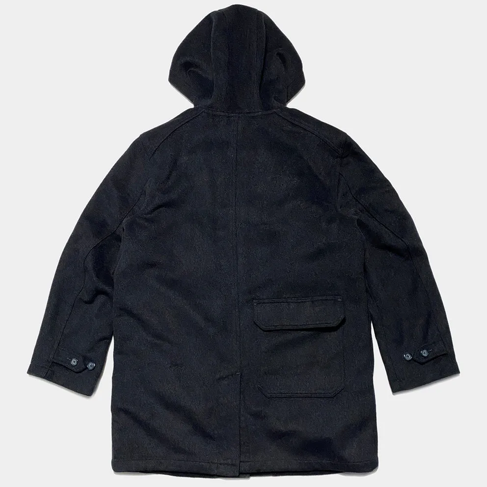 BZEN M.3057 DELON-DUF REGULAR FIT 5 POCKET 36" BACK LENGTH WOOL BLEND DUFFLE COAT-DARK GREY