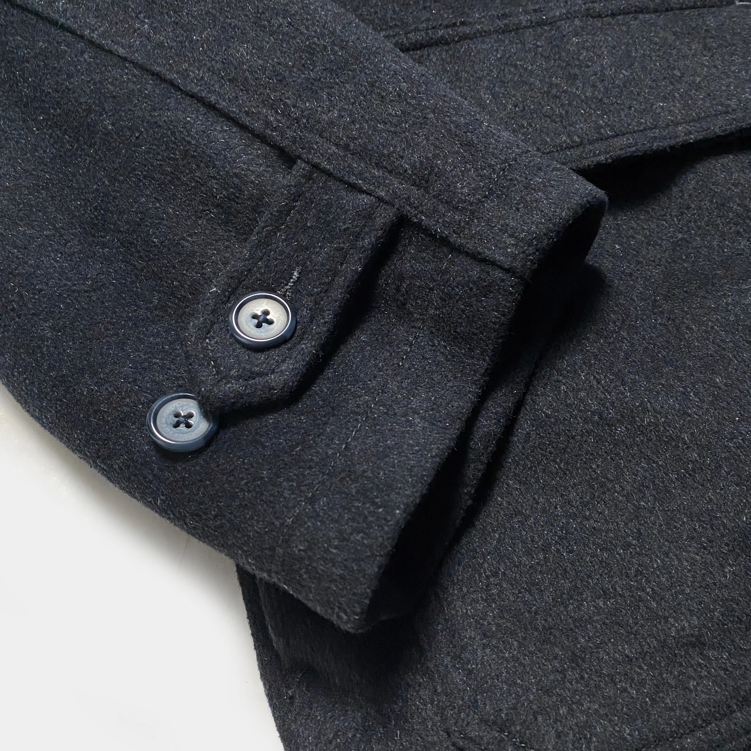 BZEN M.3057 DELON-DUF REGULAR FIT 5 POCKET 36" BACK LENGTH WOOL BLEND DUFFLE COAT-DARK GREY