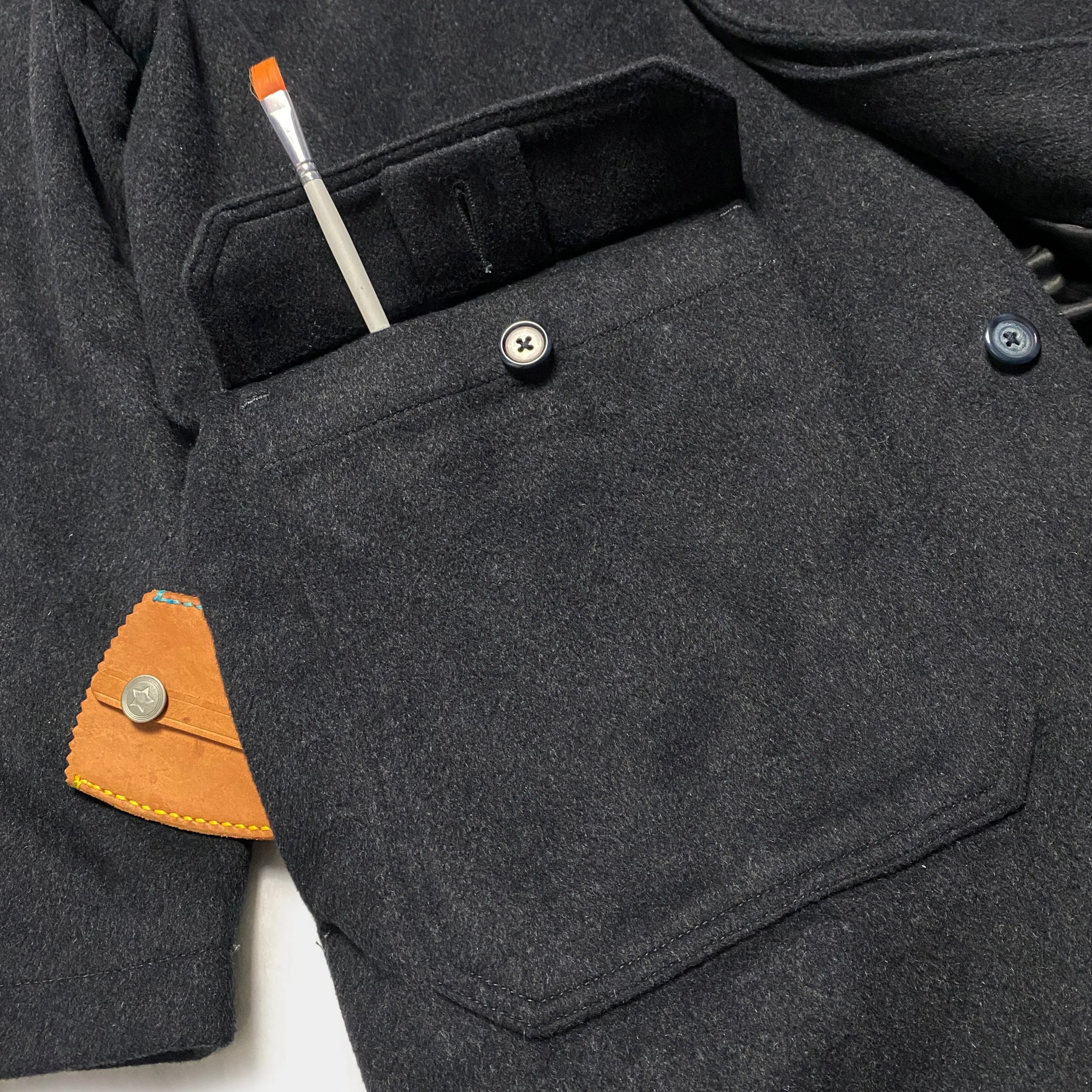BZEN M.3057 DELON-DUF REGULAR FIT 5 POCKET 36" BACK LENGTH WOOL BLEND DUFFLE COAT-DARK GREY