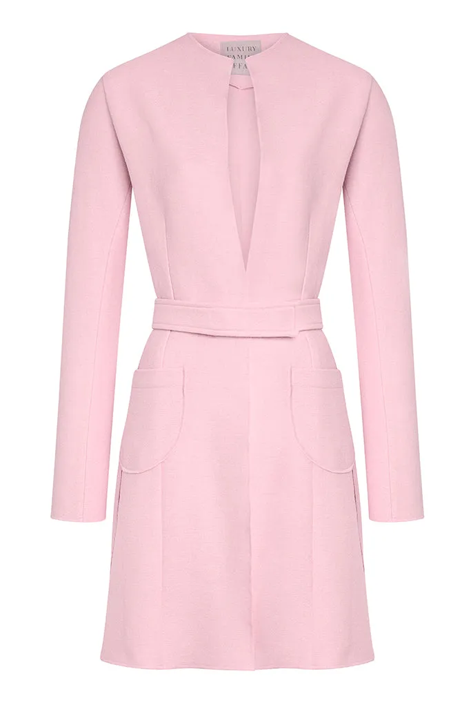 COCO Baby Pink Summer Wool Cardigan Coat