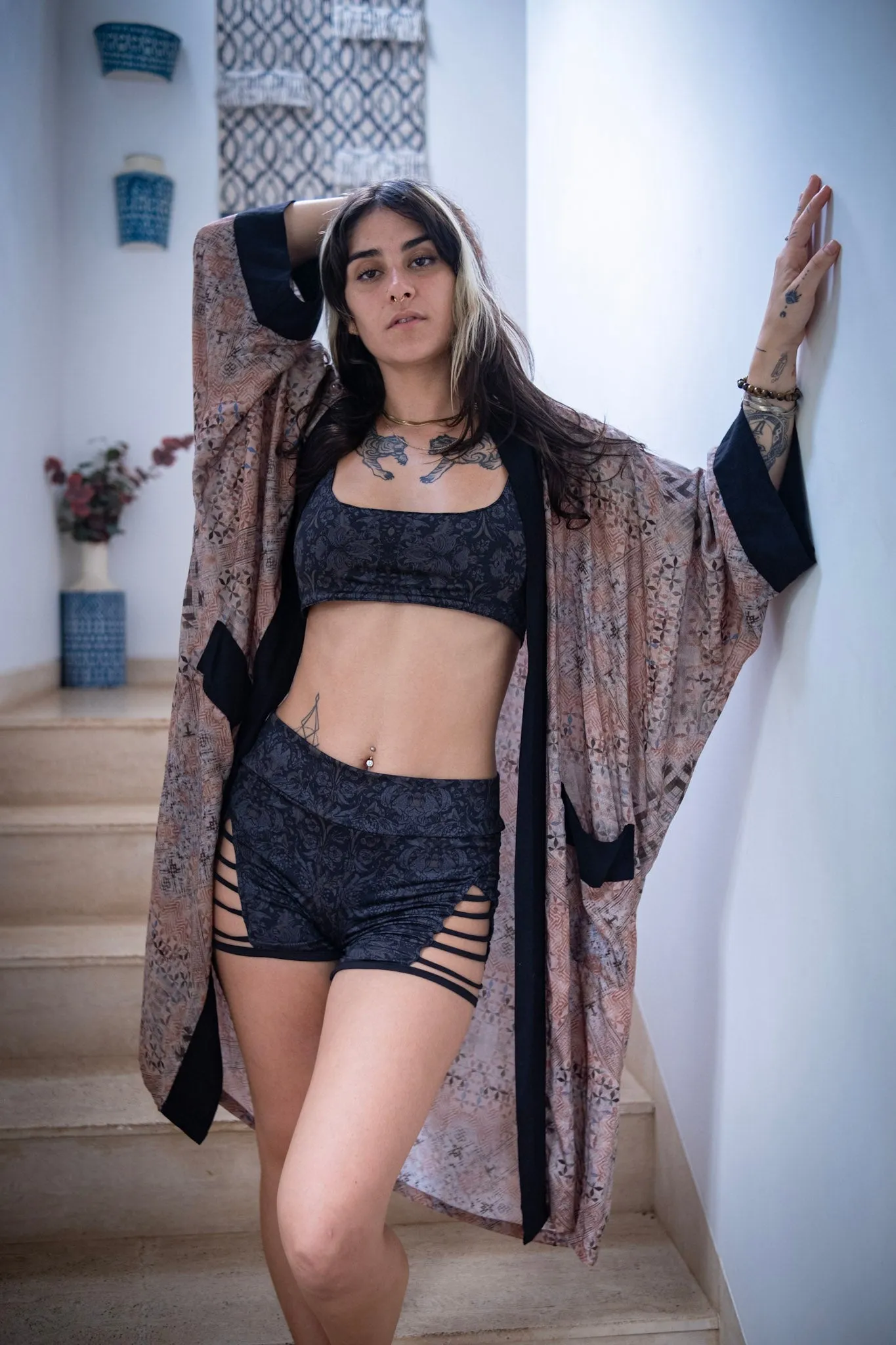 Digital Print Kimono ~ spacy beige