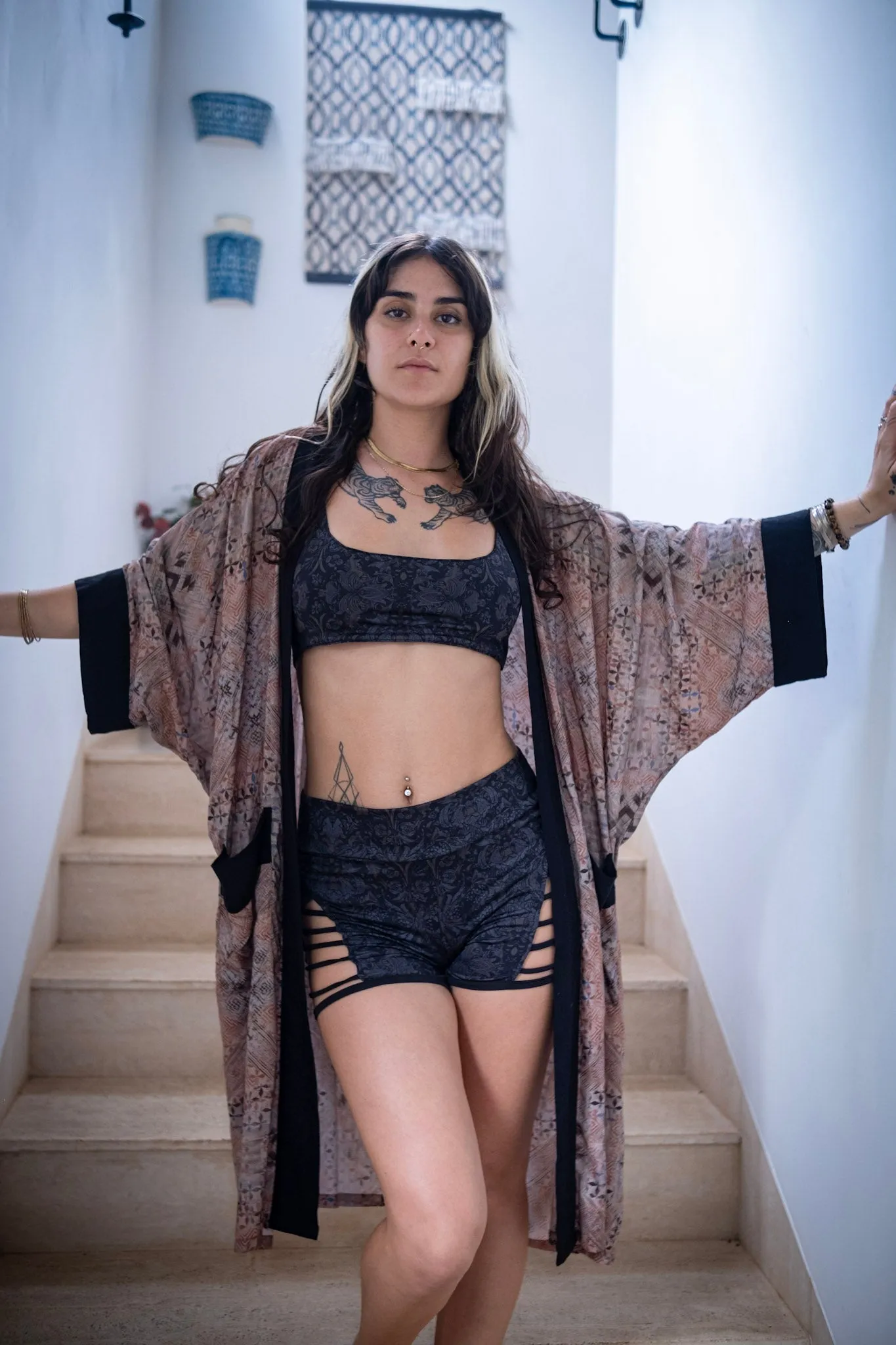 Digital Print Kimono ~ spacy beige
