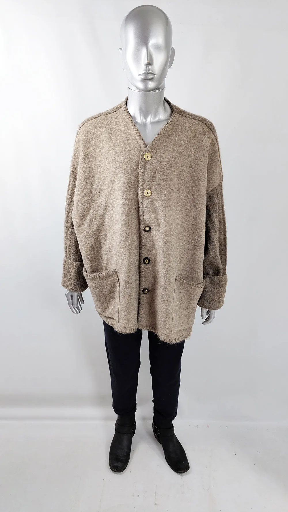 Dolce & Gabbana Vintage Mens Oversized Mohair & Wool Knit Jacket, 1980s