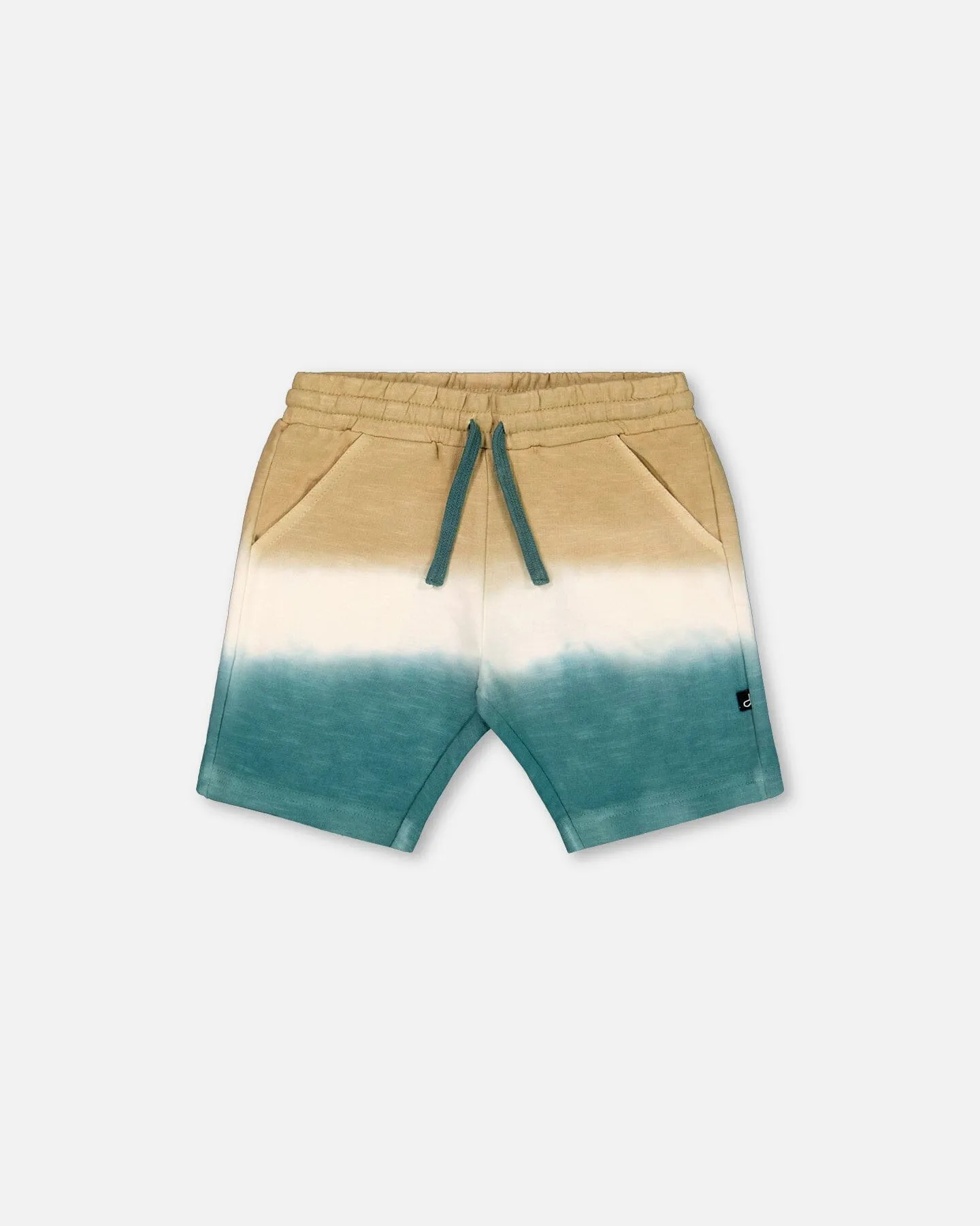 French Terry Short Gradient Beige And Teal