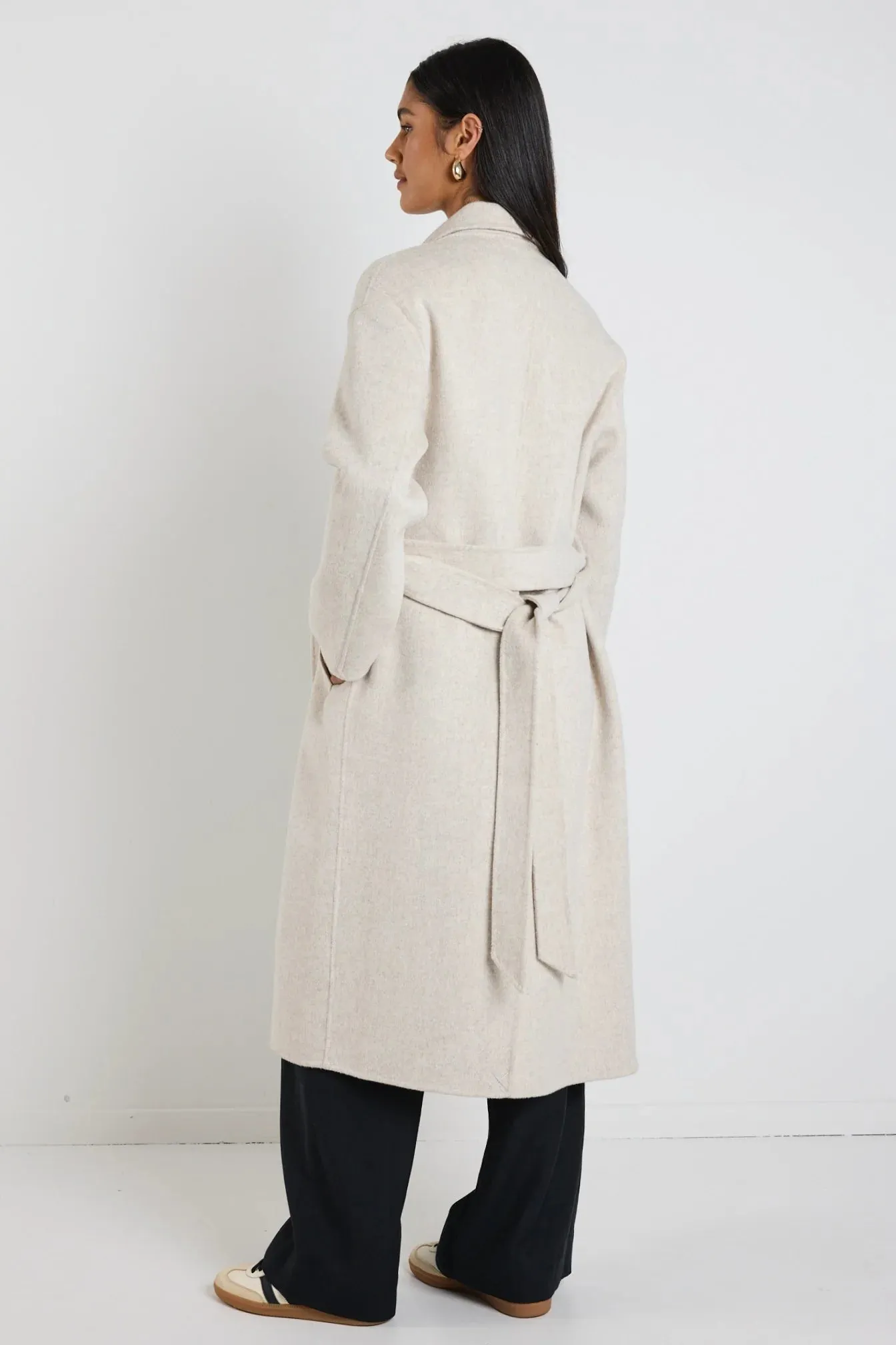 Geneva Snow Marle Wool Blend Belted Coat
