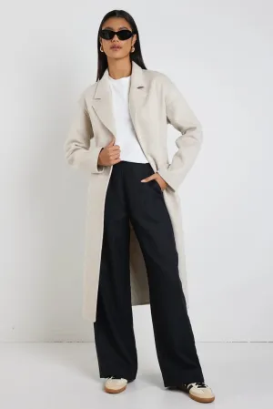 Geneva Snow Marle Wool Blend Belted Coat