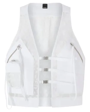 Gilet Brad in Rete e Tessuto Tecnico con Tasche e Ganci