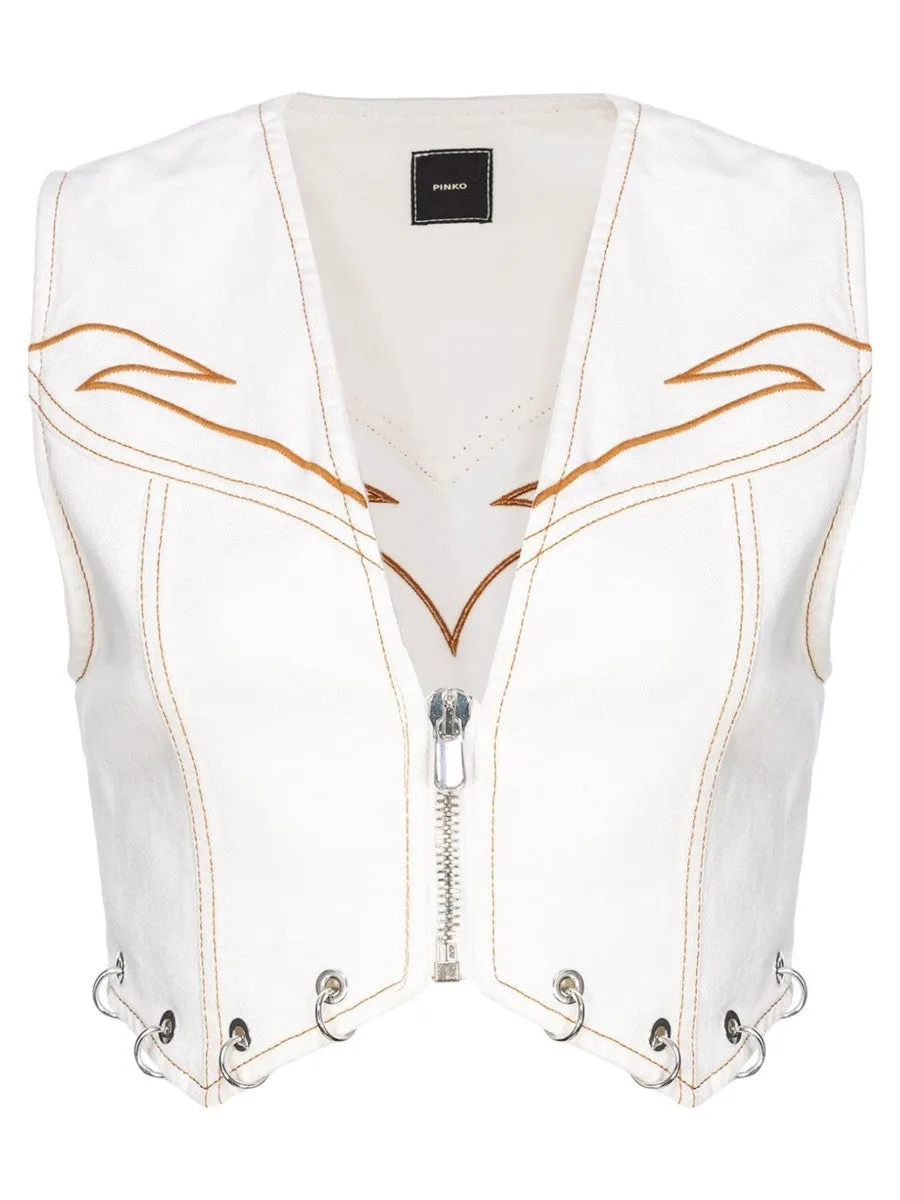 Gilet "Dracula" con Ricamo Tribale e Dettagli in Metallo