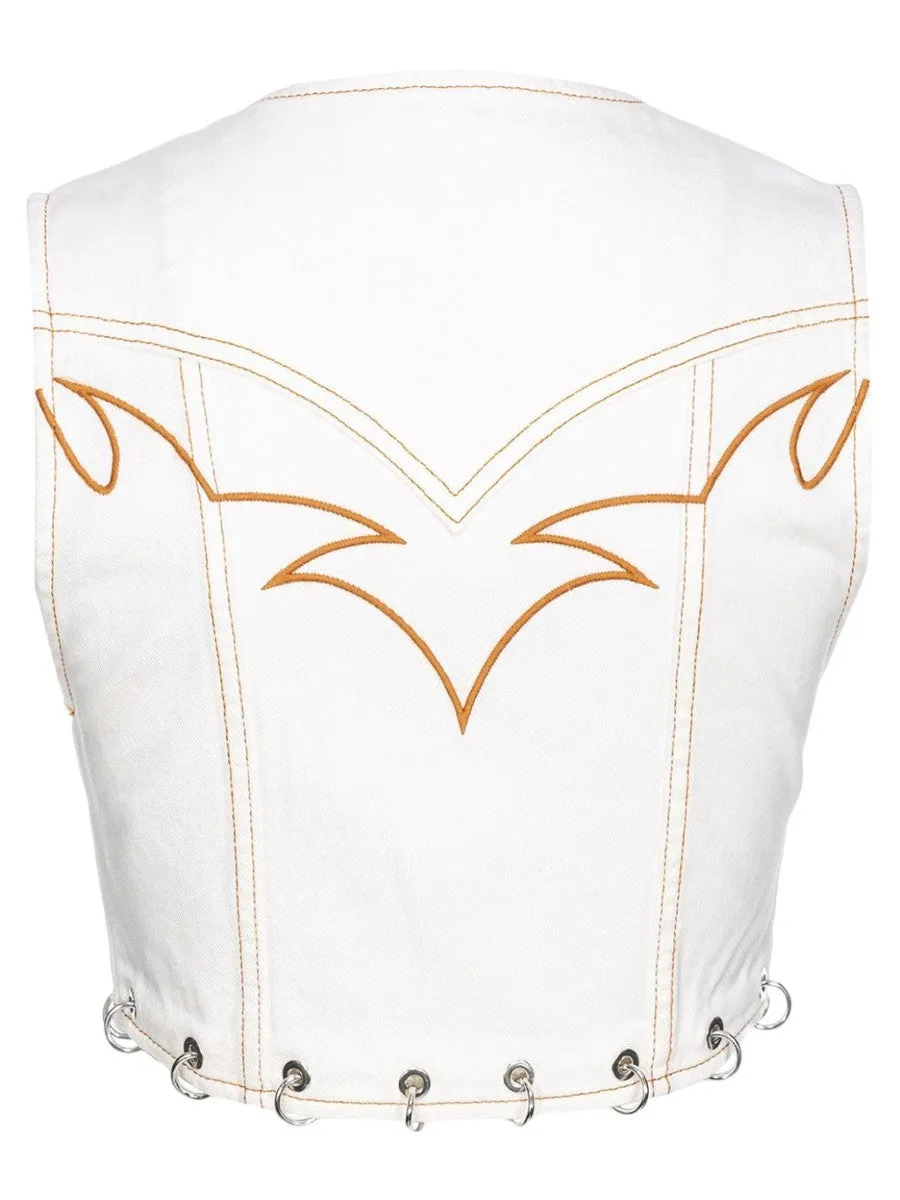 Gilet "Dracula" con Ricamo Tribale e Dettagli in Metallo