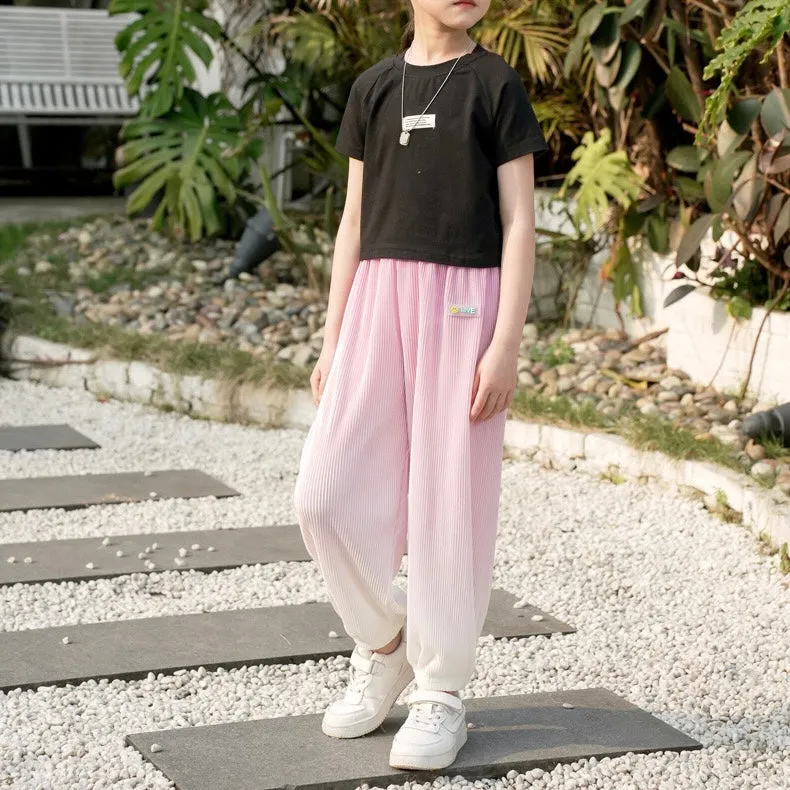 Gradient Pit Stripe Kids Summer Jogger Pants