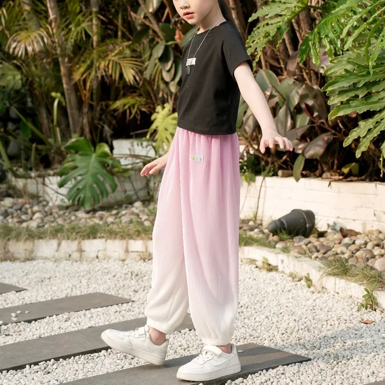 Gradient Pit Stripe Kids Summer Jogger Pants