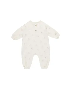 Henley Bubble Jumpsuit in Ivory/Swans