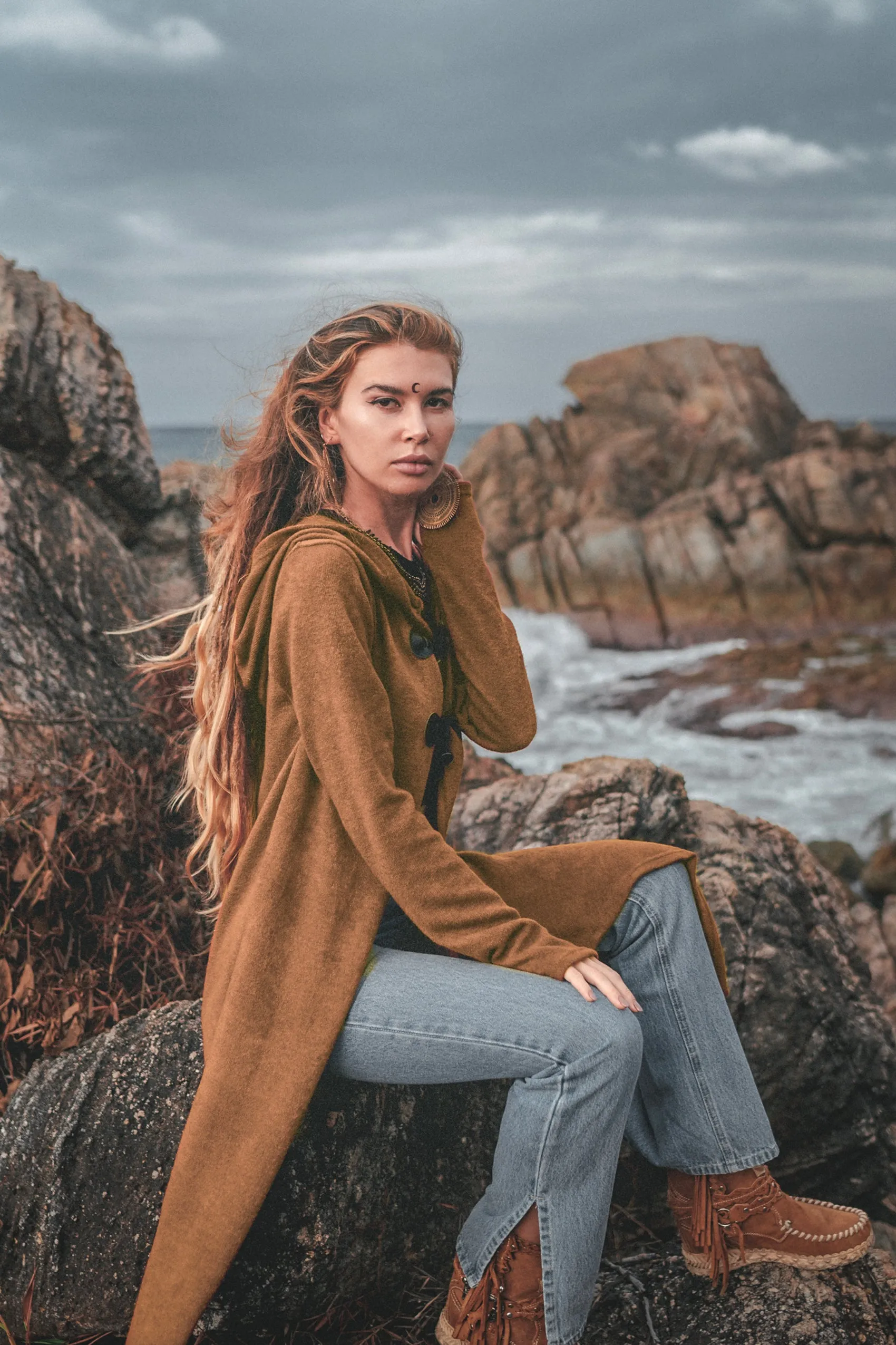 Hooded Cardigan Kala Acana Caramel