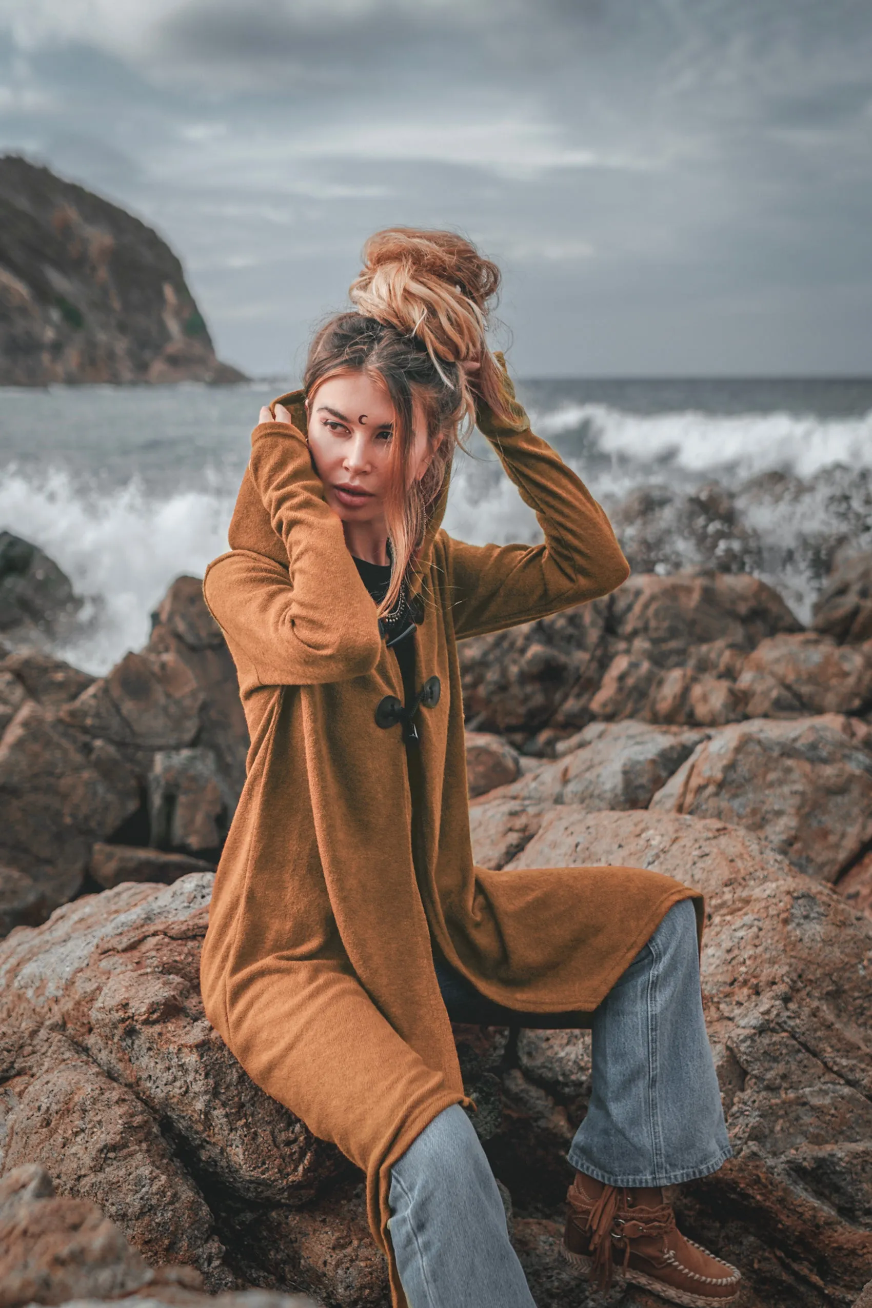 Hooded Cardigan Kala Acana Caramel