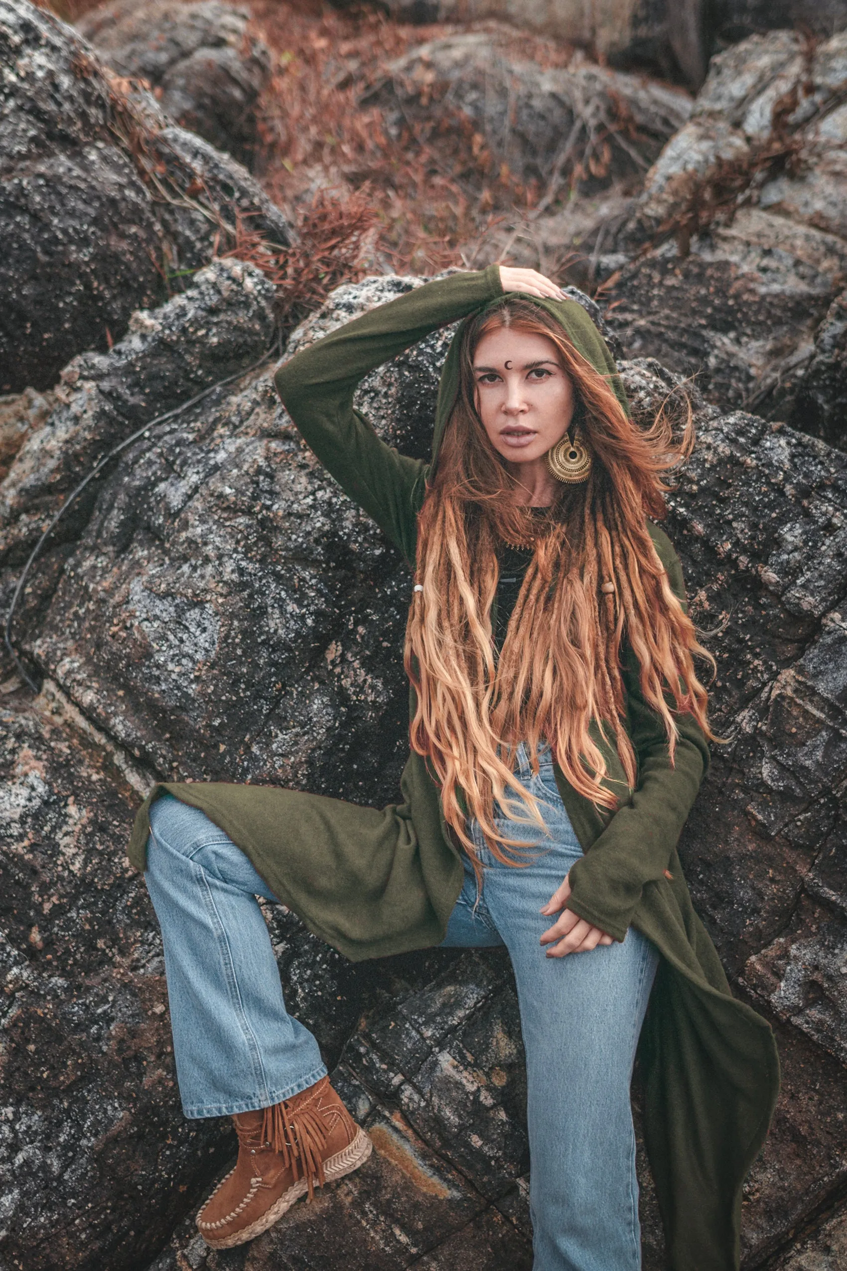 Hooded Cardigan Kala Acana Olive