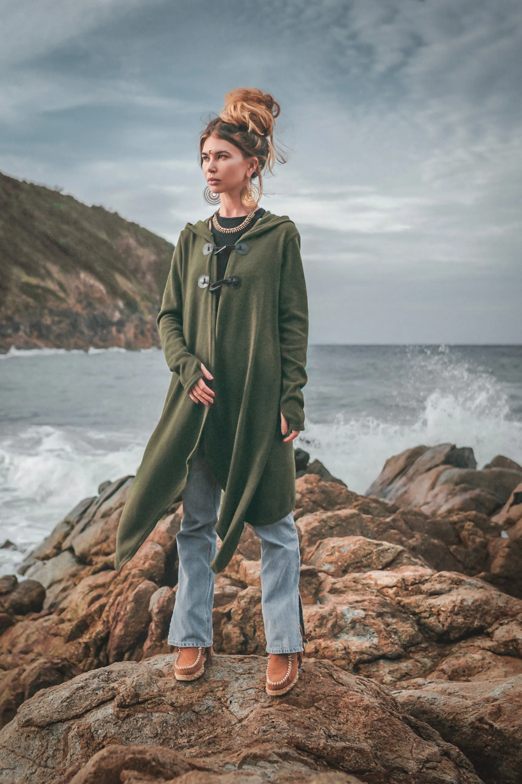 Hooded Cardigan Kala Acana Olive