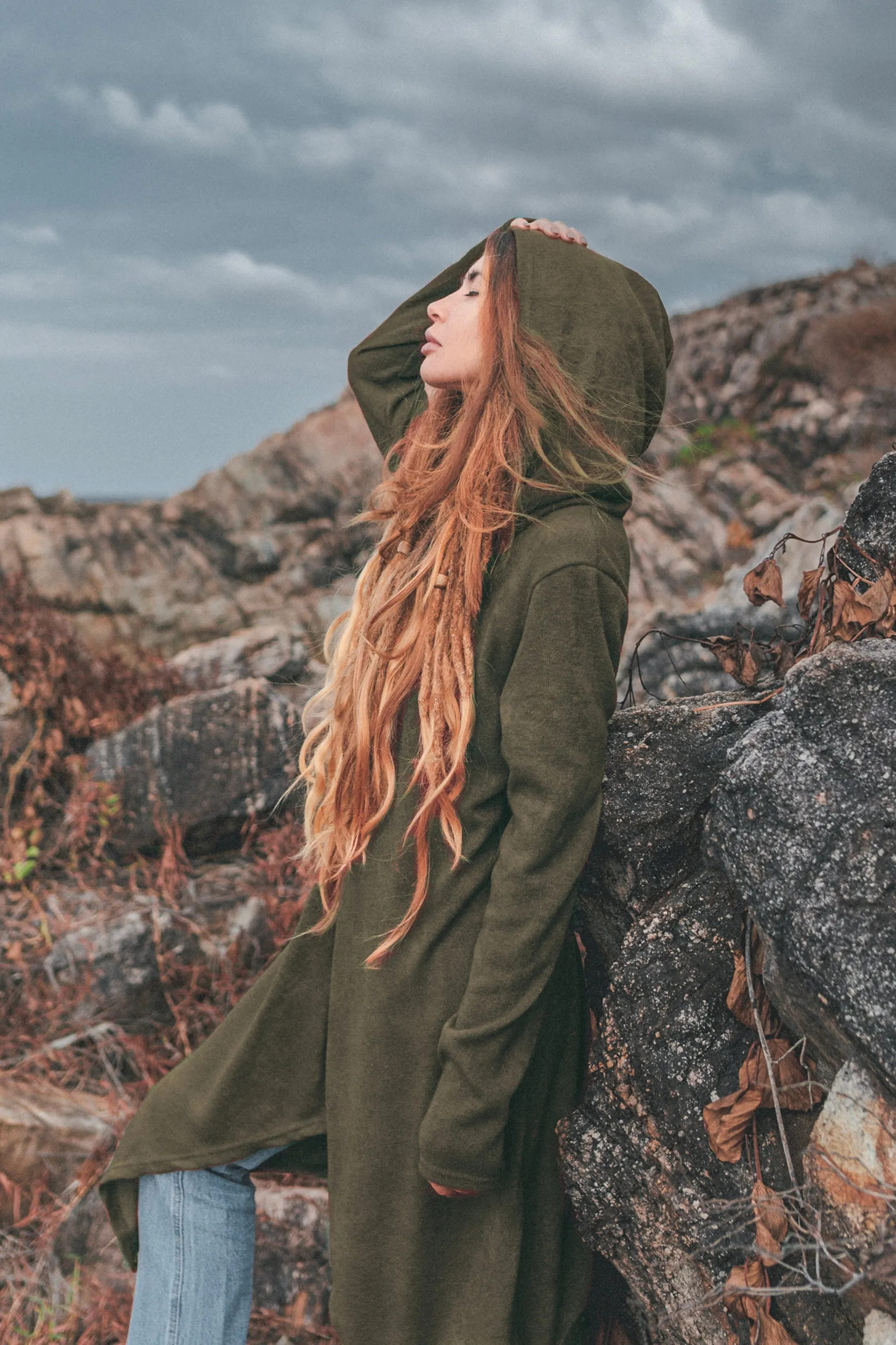 Hooded Cardigan Kala Acana Olive