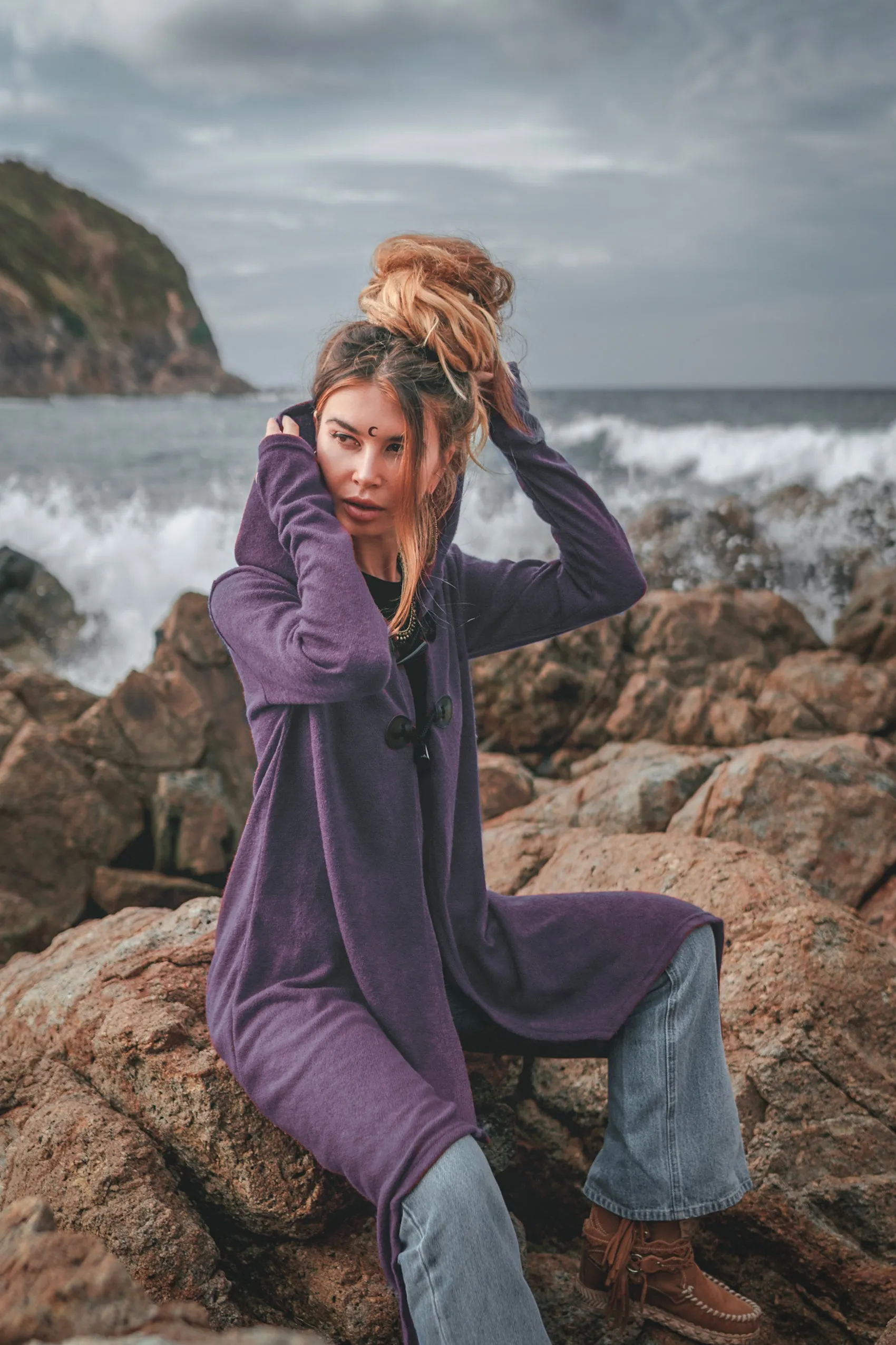 Hooded Cardigan Kala Acana Purple