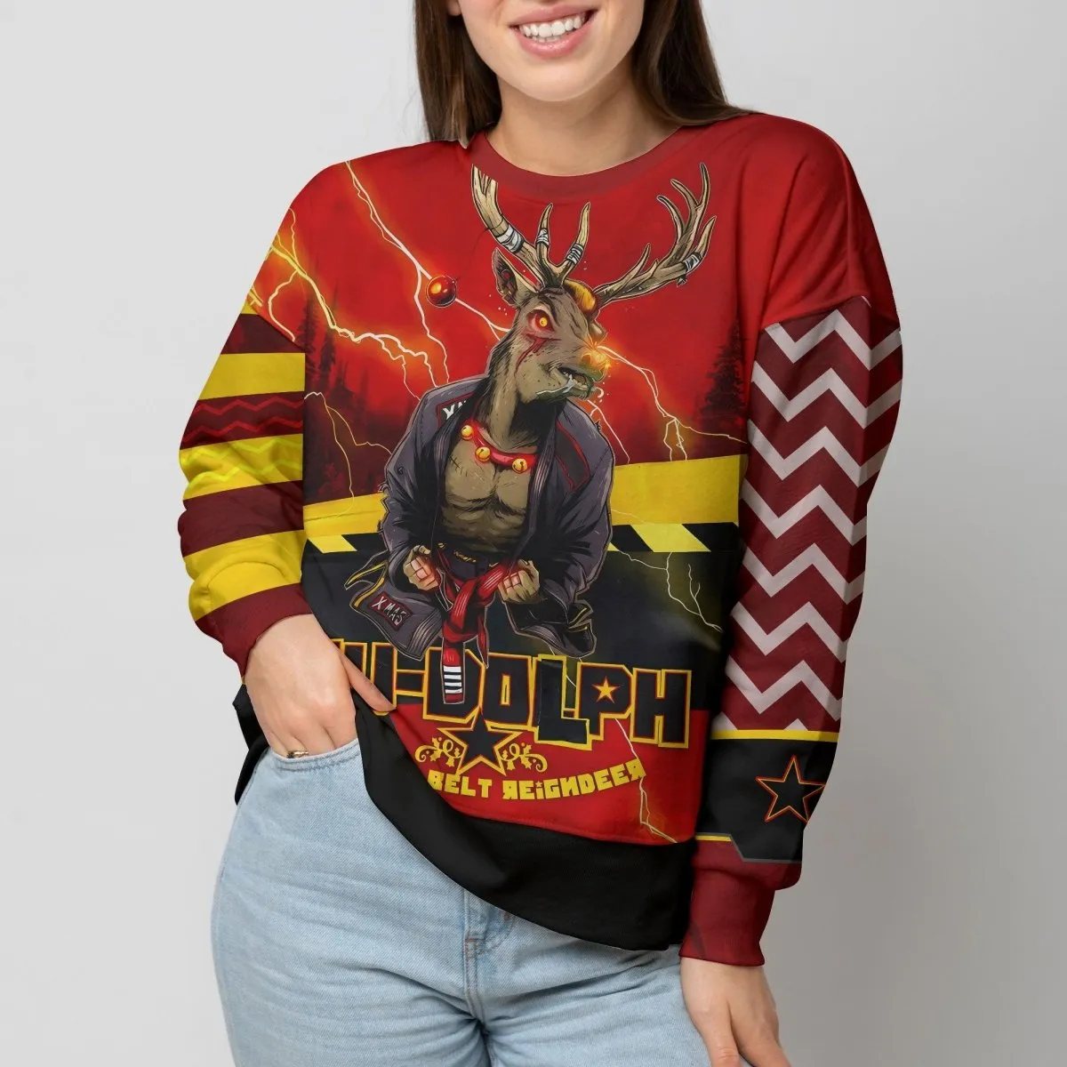 Hudolph The Red Belt Reindeer Sweatshirt