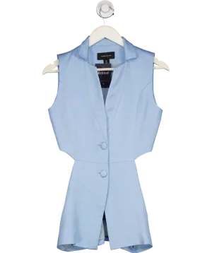 Karen Millen Blue Premium Polished Linen Cut Out Waistcoat UK 6
