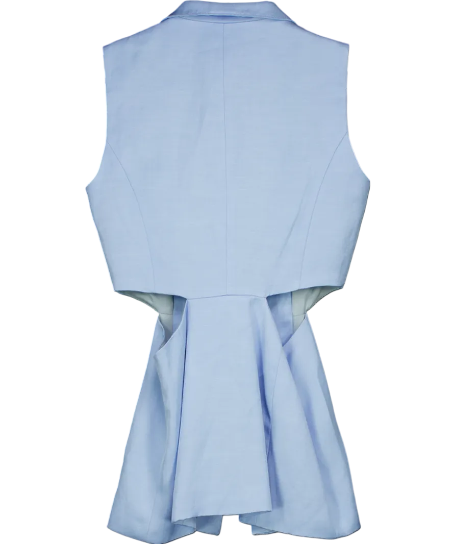 Karen Millen Blue Premium Polished Linen Cut Out Waistcoat UK 6