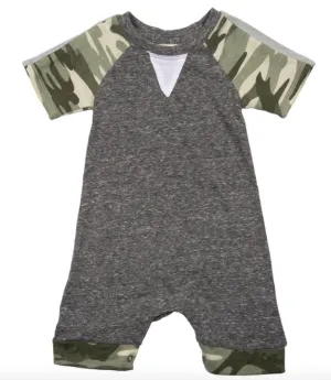 Miki Miette - George Shorts Romper in Heather Grey and Camo