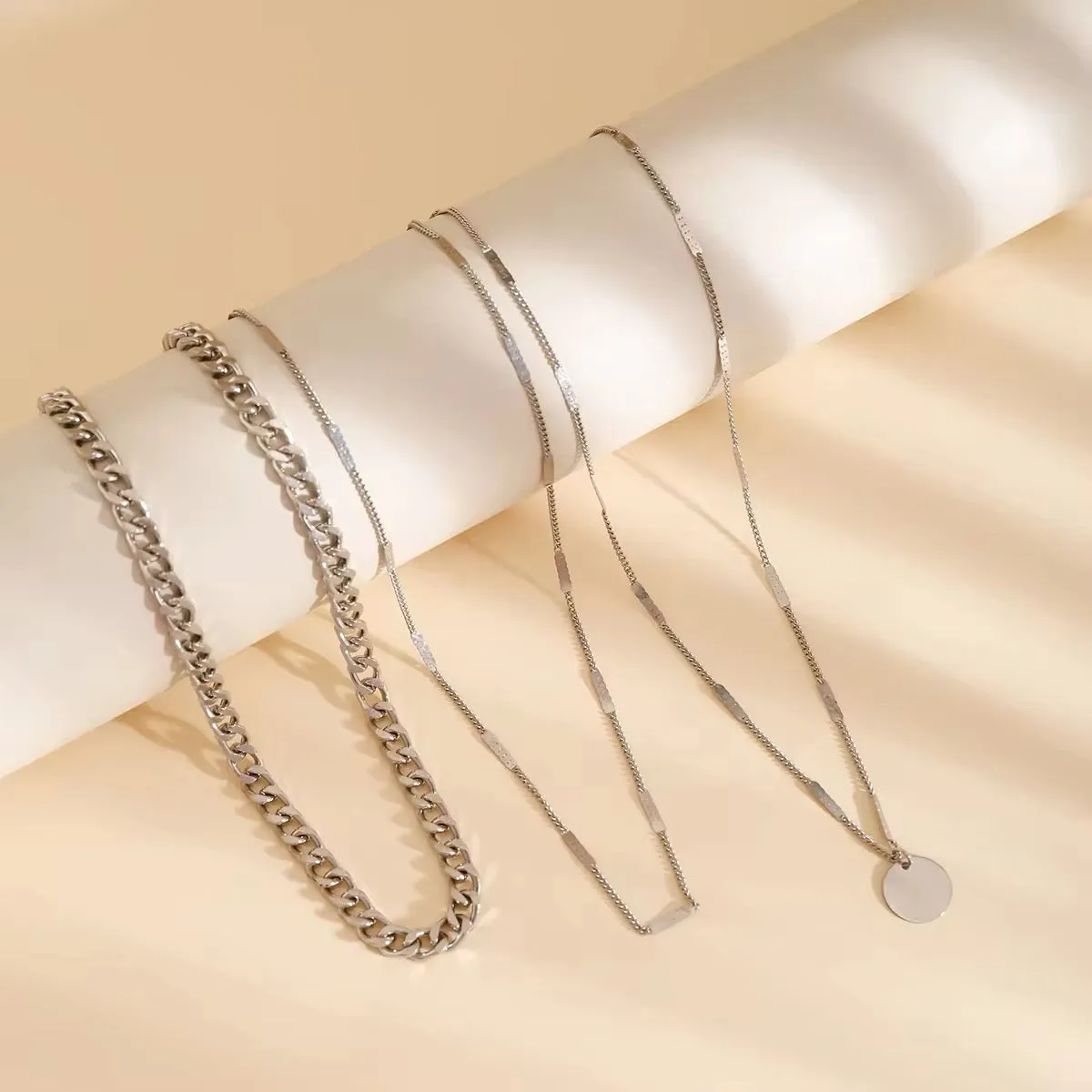 Minimalist Bohemian Metal Circle Pendant Necklace