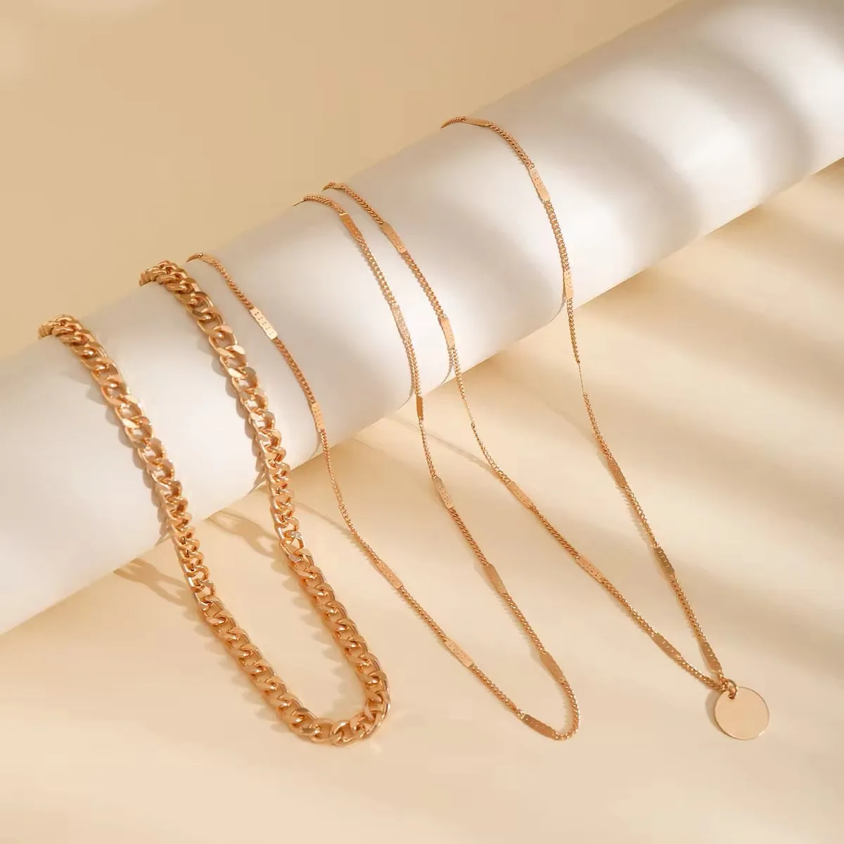 Minimalist Bohemian Metal Circle Pendant Necklace