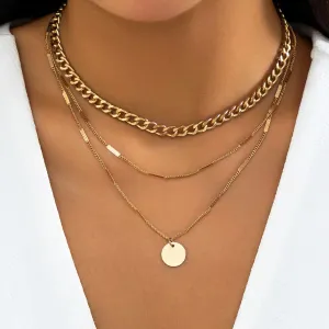 Minimalist Bohemian Metal Circle Pendant Necklace