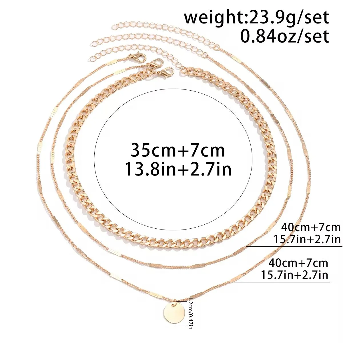 Minimalist Bohemian Metal Circle Pendant Necklace