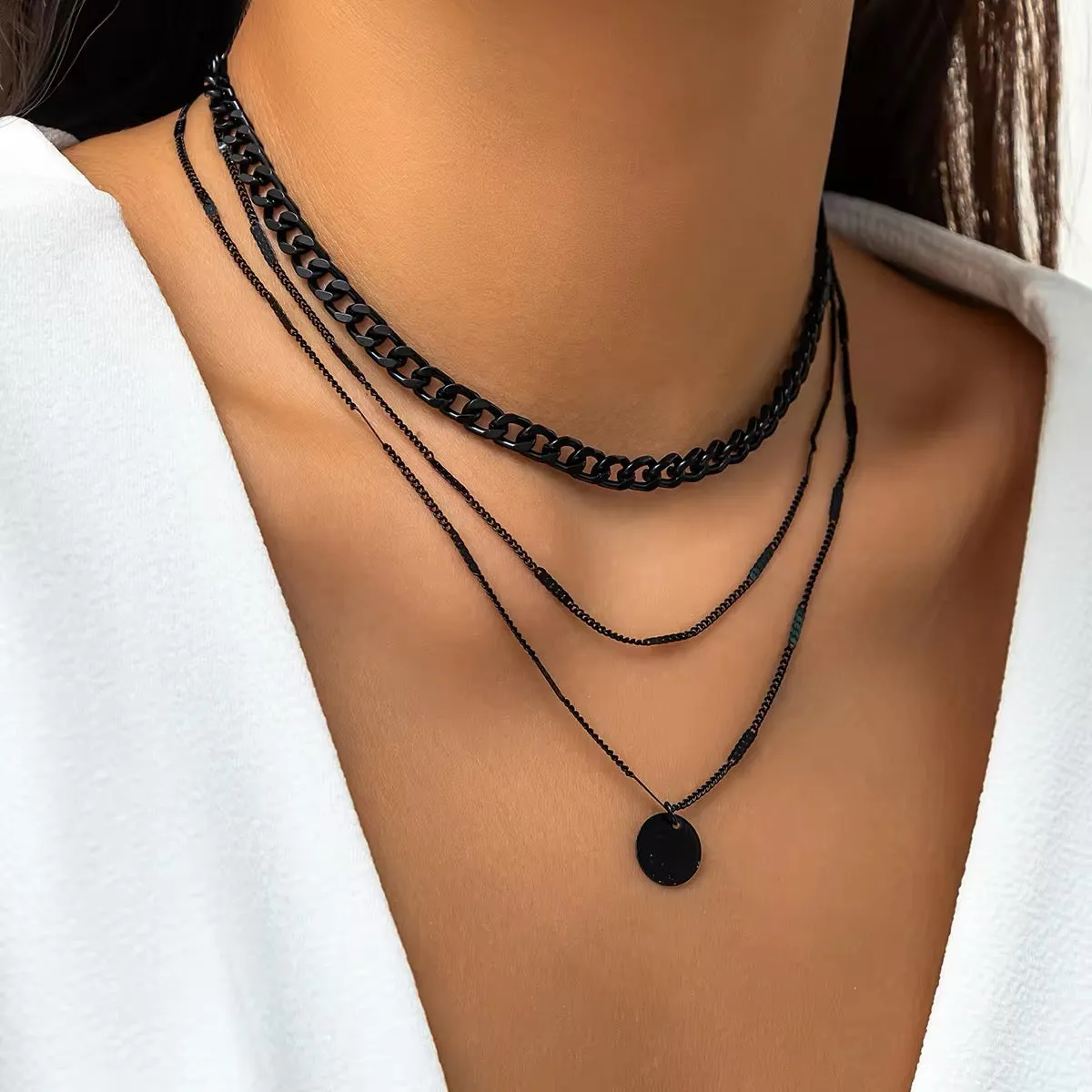 Minimalist Bohemian Metal Circle Pendant Necklace