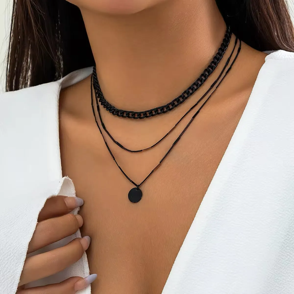 Minimalist Bohemian Metal Circle Pendant Necklace