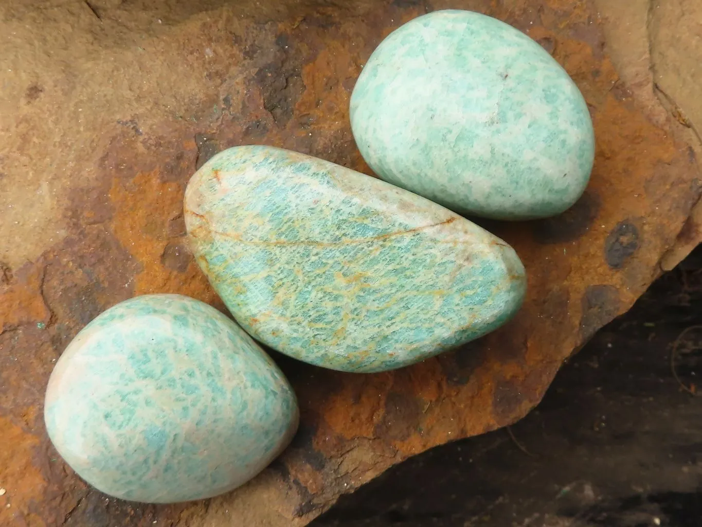 Polished Amazonite Free Forms x 13 From Zimbabwe