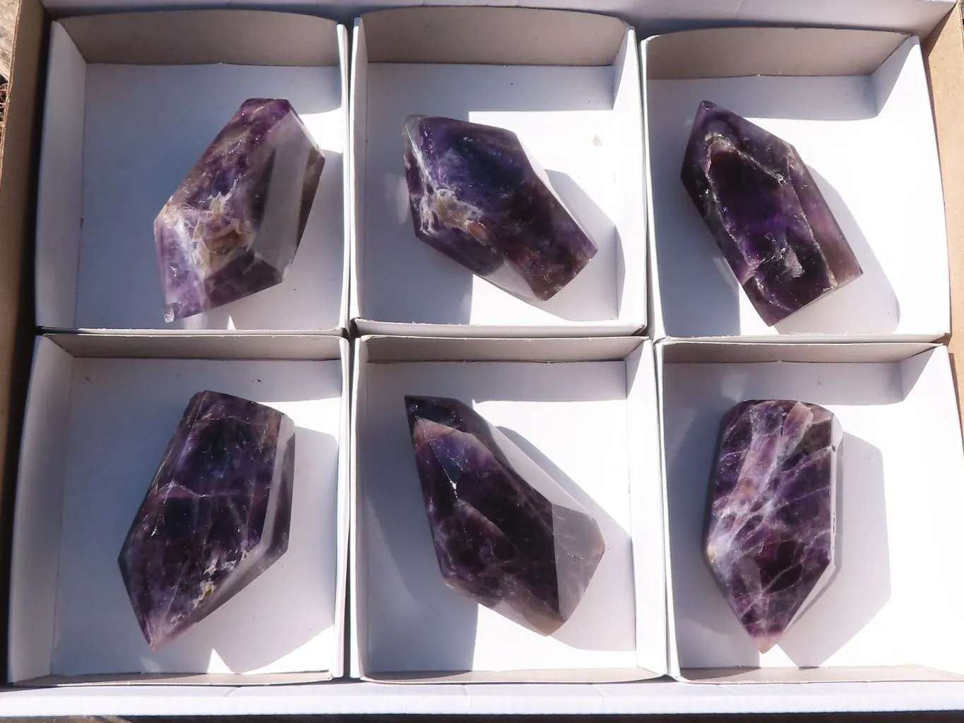 Polished Dark Purple Amethyst Points x 6 From Mapatizya, Zambia