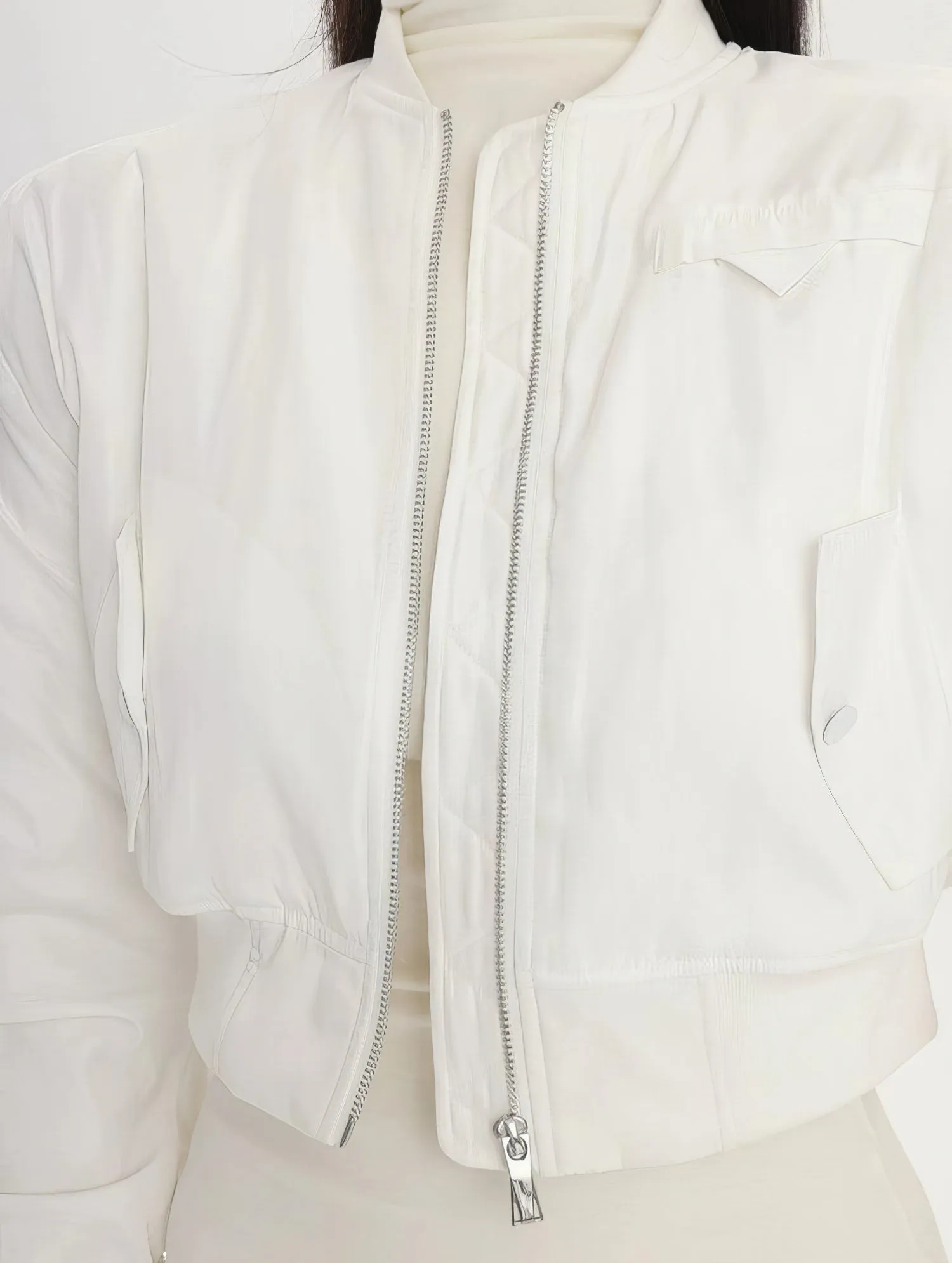 Puffer Ruched Sleeve Cropped Bomber Jacket