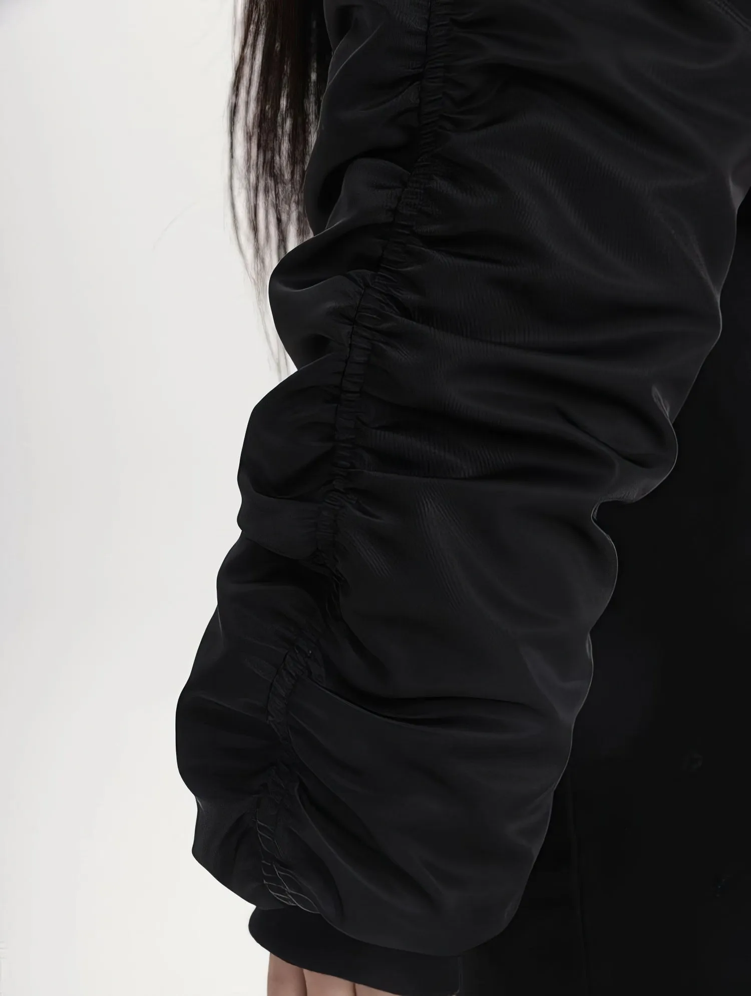 Puffer Ruched Sleeve Cropped Bomber Jacket