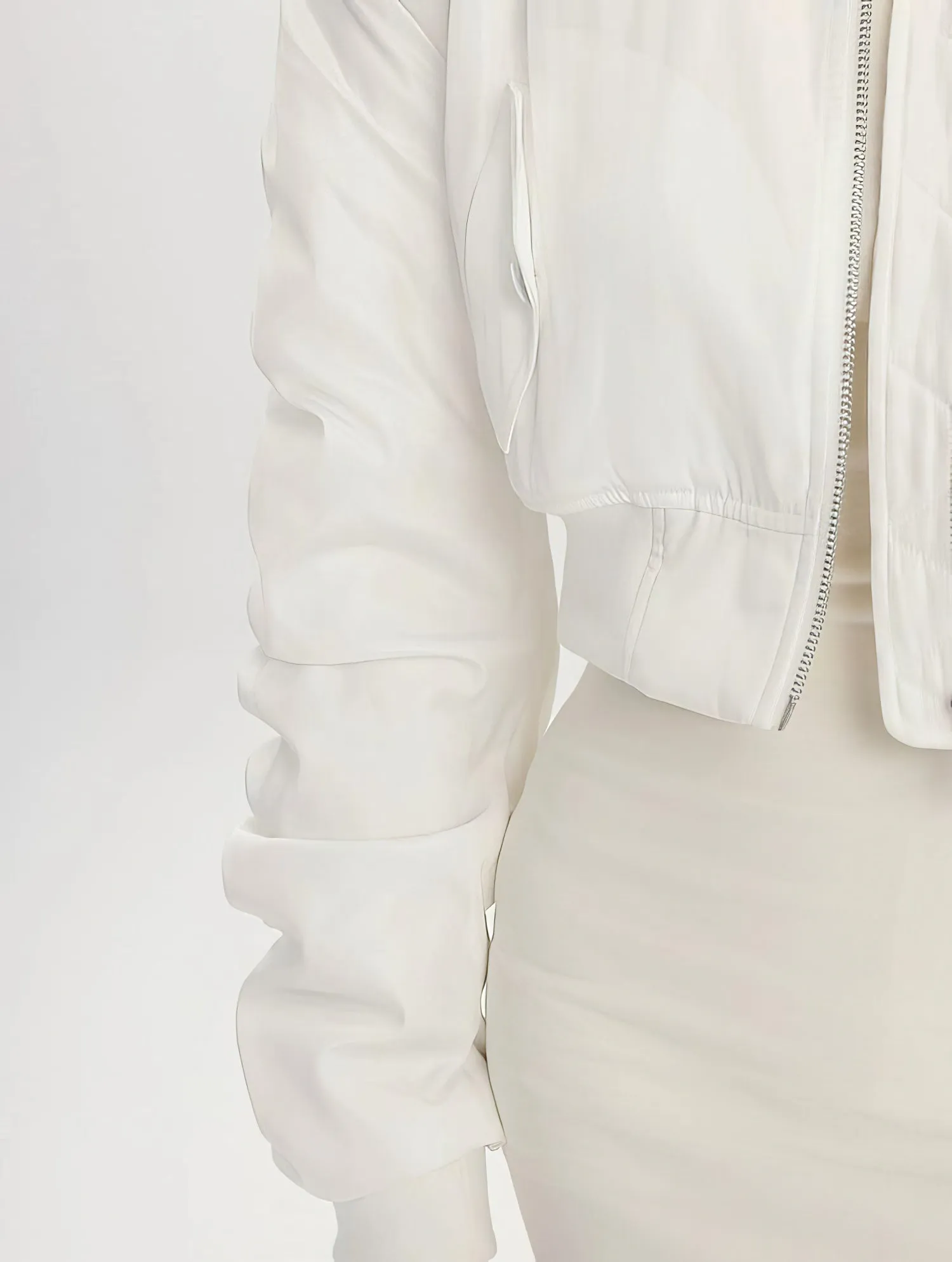 Puffer Ruched Sleeve Cropped Bomber Jacket