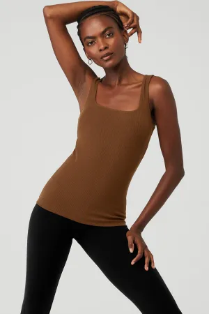 Ribbed Minimalist Tank - Cinnamon Brown