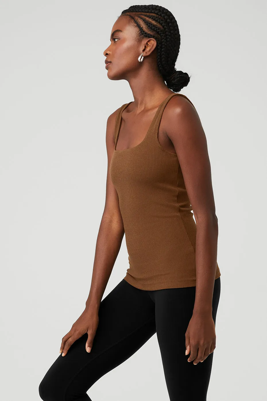 Ribbed Minimalist Tank - Cinnamon Brown