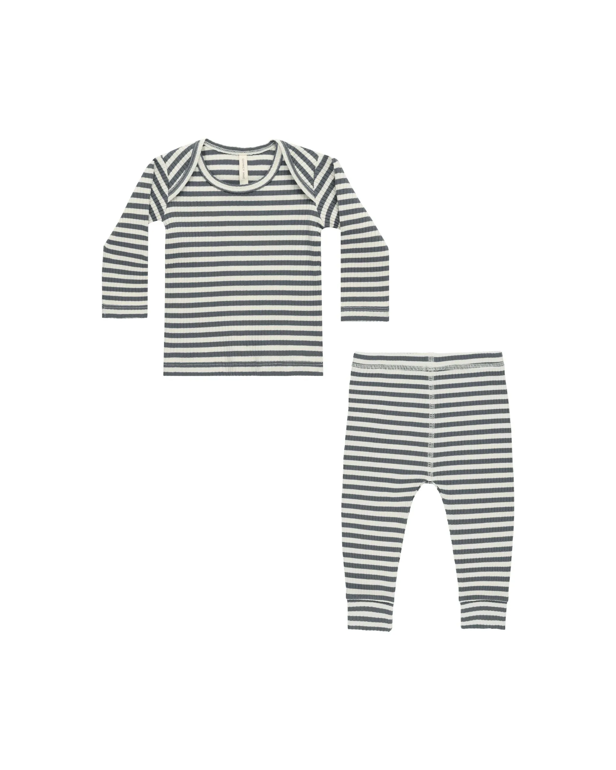 Ribbed Tee   Legging Set in Indigo Stripe