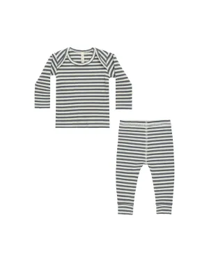 Ribbed Tee   Legging Set in Indigo Stripe