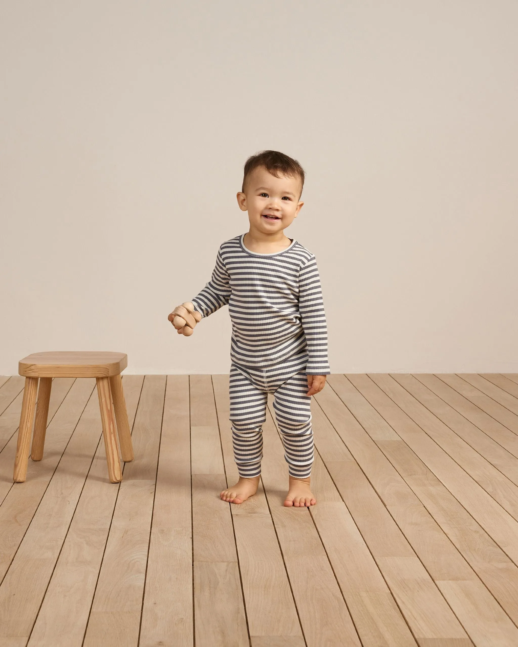 Ribbed Tee   Legging Set in Indigo Stripe