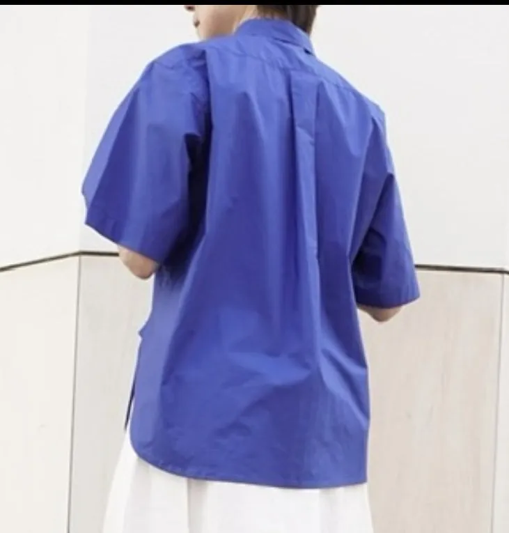 Sofie D'Hoore Classic Short Sleeve Shirt in Sapphire