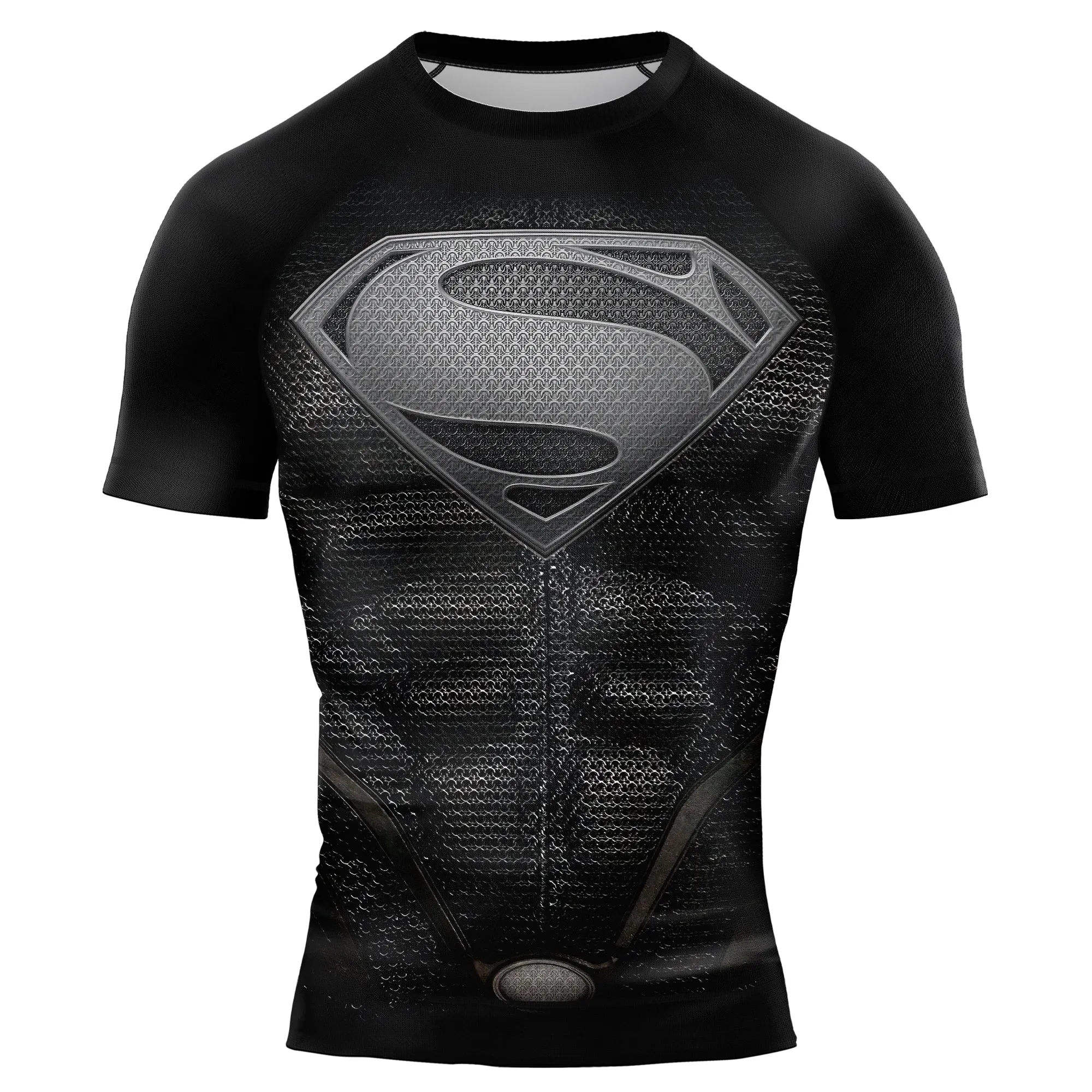 Superman Silver Emblem Men's Short Sleeve Rash Guard