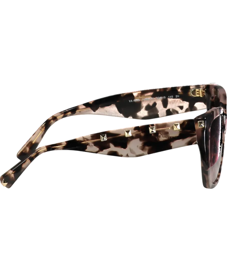 Valentino Va4048 Pink Havana/gradient Brown Gold Rockstud Sunglasses In Case