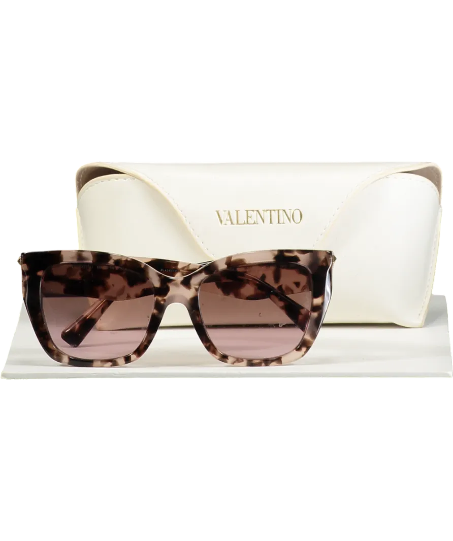 Valentino Va4048 Pink Havana/gradient Brown Gold Rockstud Sunglasses In Case